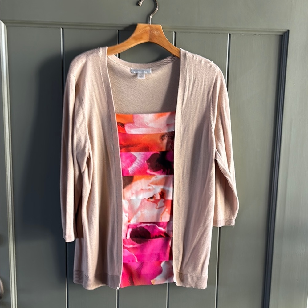 Women's Beige and Pink Sweater